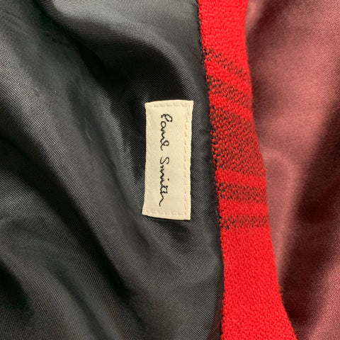 PAUL SMITH Taille XL Gilet boutonné en laine à carreaux rouge et noir