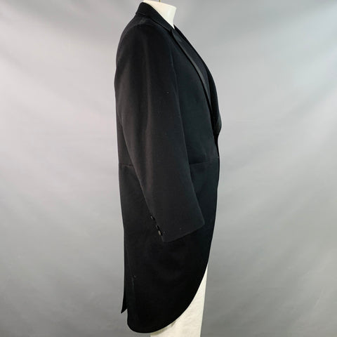 FAVOURBROOK Size 46 Black Wool Peak Lapel Morning Coat