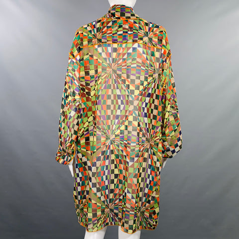 SIEDRES Size XS Multi Color Polyester Geometric Open Front Cardigan