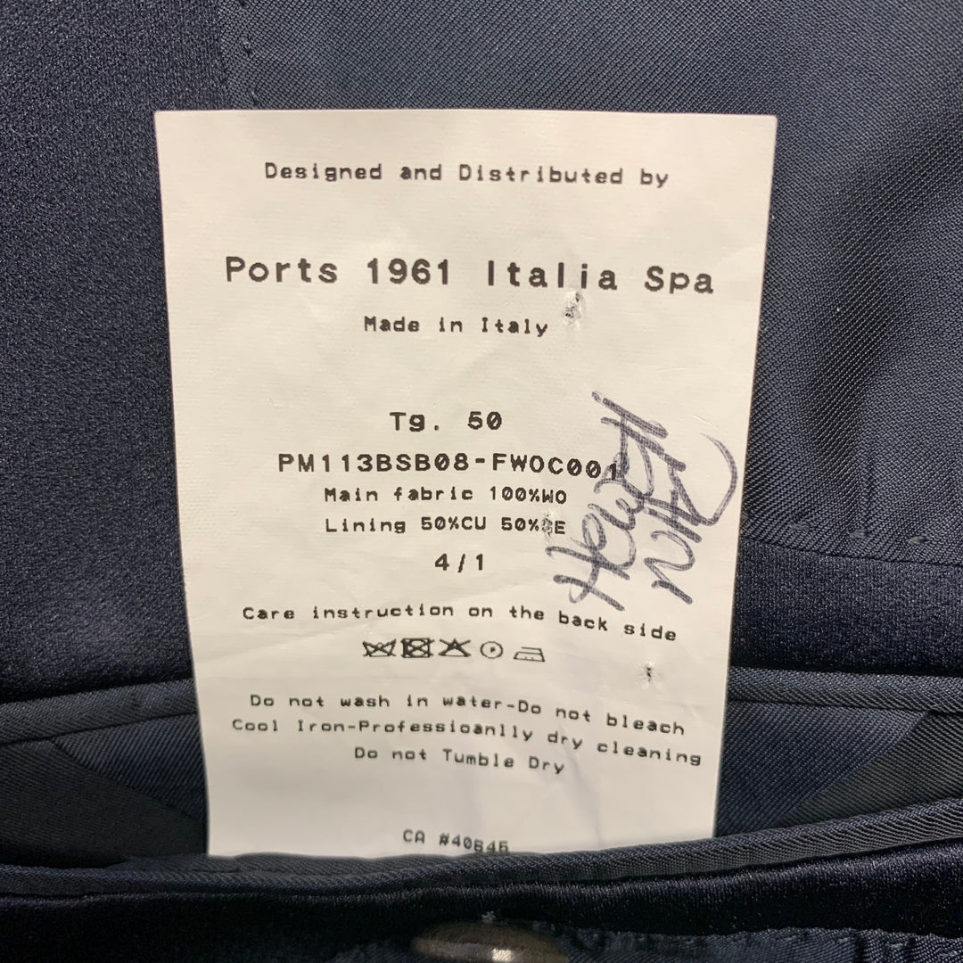 PORTS 1961Size 40 Grey Navy Plaid Wool Peak Lapel Sport Coat