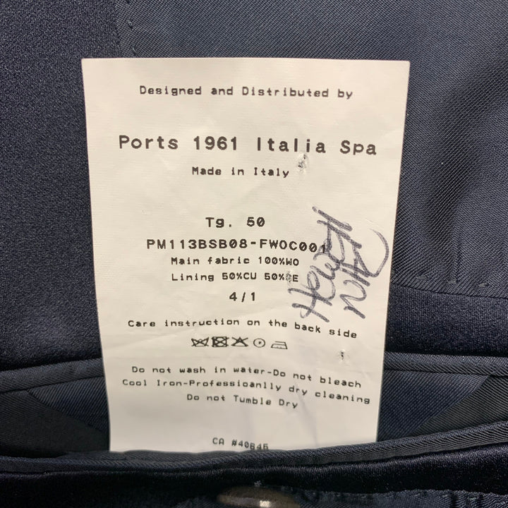 PORTS 1961Size 40 Grey Navy Plaid Wool Peak Lapel Sport Coat