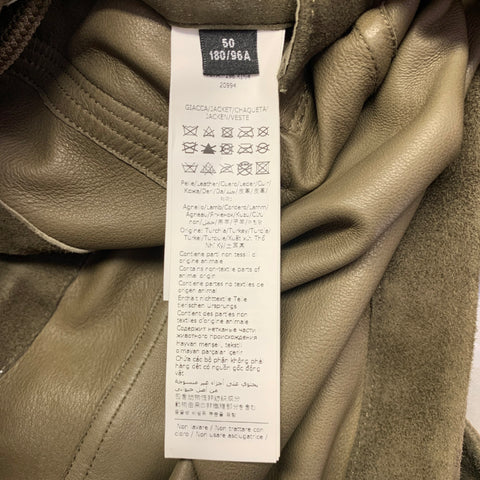 KINGSMAN Size 40 Green Lambskin Suede Drawstring Four Pockets Jacket