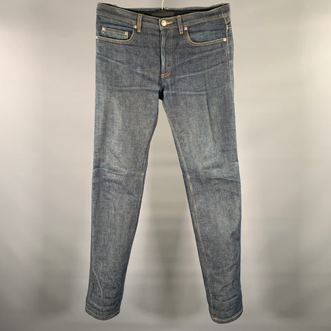 A.P.C. Size 32 Indigo Contrast Stitch Selvedge Denim Straight Jeans