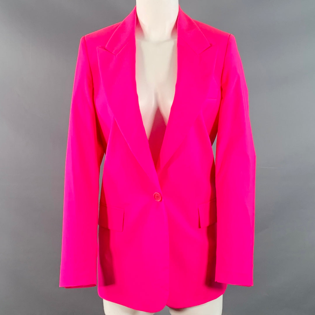 MSGM Size S Hot Pink Wool Peak Lapel Single Button Jacket Blazer