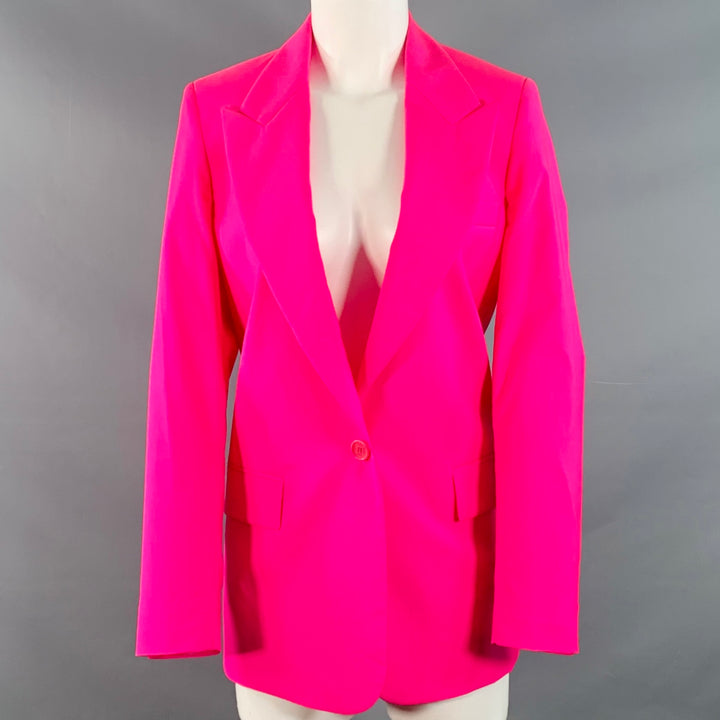 MSGM Size S Hot Pink Wool Peak Lapel Single Button Jacket Blazer