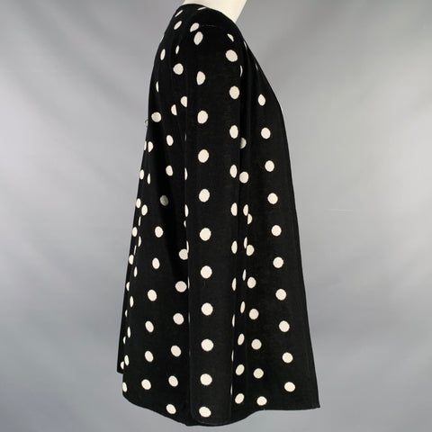 SAKS FIFTH AVENUE Size S Black White Silk Cashmere Polka Dot Cardigan