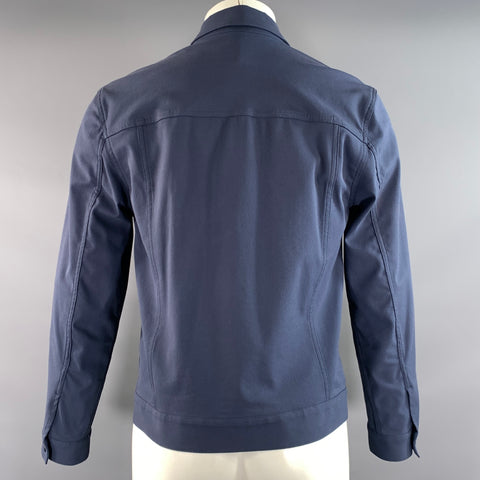 THEORY Chest Size Size S Blue Light Blue Solid Cotton Blend Trucker Jacket