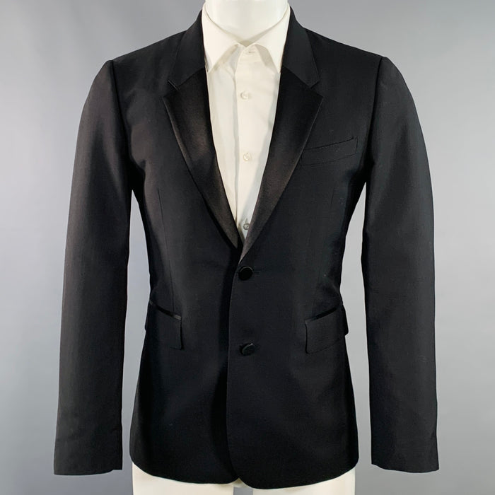 BURBERRY PRORSUM Size 38 Black Wool Mohair Silk Tuxedo Sport Coat