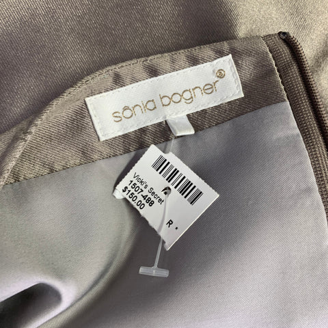 SONIA BOGNER Size 4 Beige Champagne Wool Blend Back Zip Dress Top
