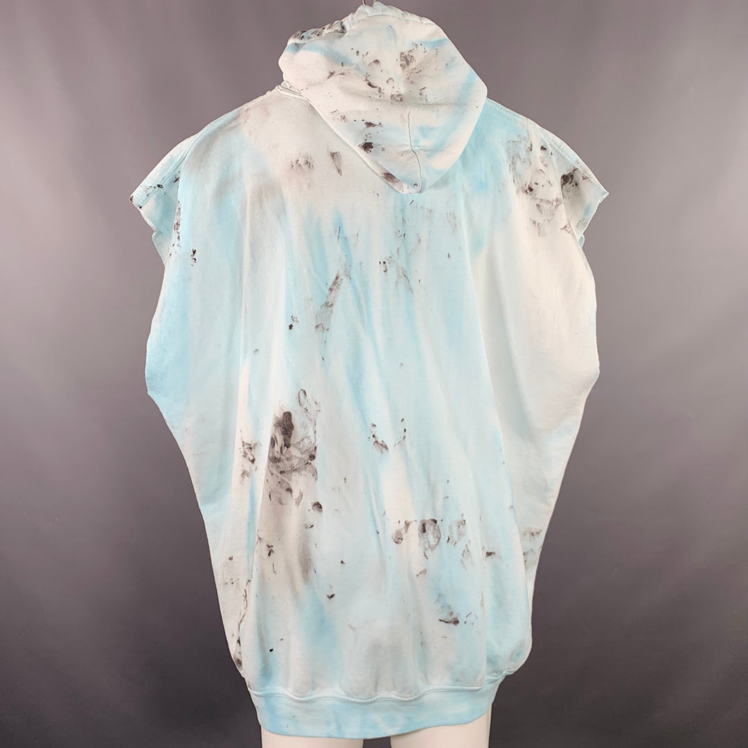 WESTFALL One Size Melting Snoopy Blue Dyed Cotton Blend Hoodie Sweatshirt