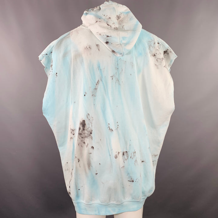 WESTFALL One Size Melting Snoopy Blue Dyed Cotton Blend Hoodie Sweatshirt