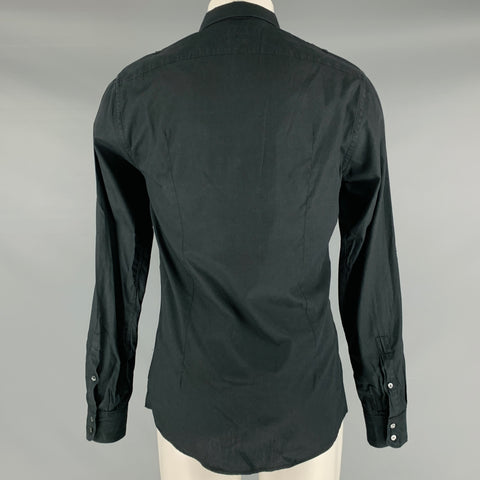 DOLCE & GABBANA Size M Black Cotton Epaulettes Long Sleeve Shirt