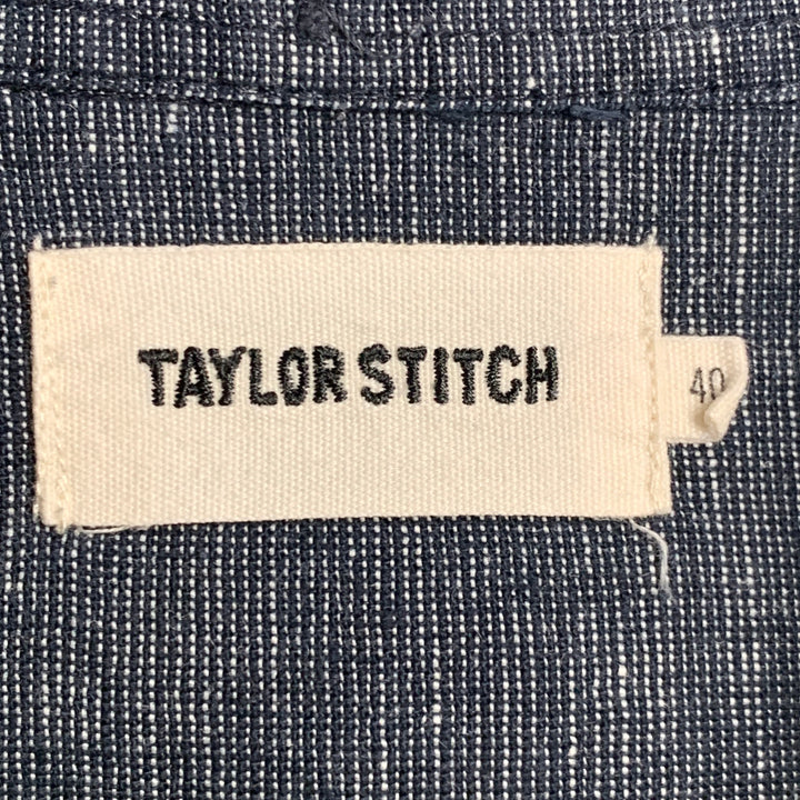 TAYLOR STITCH Size M Navy White Nailhead Linen Cotton Long Sleeve Shirt