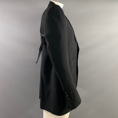 RICK OWENS Size 42 Black Wool  Viscose Blend Notch Lapel Coat