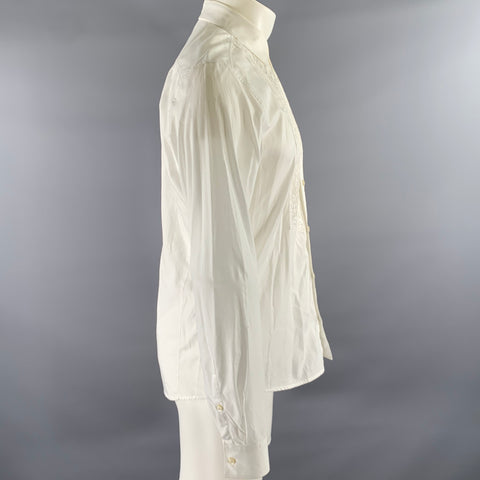 JUST CAVALLI Size M White Cream Cotton Sequined Long Sleeve Shirt