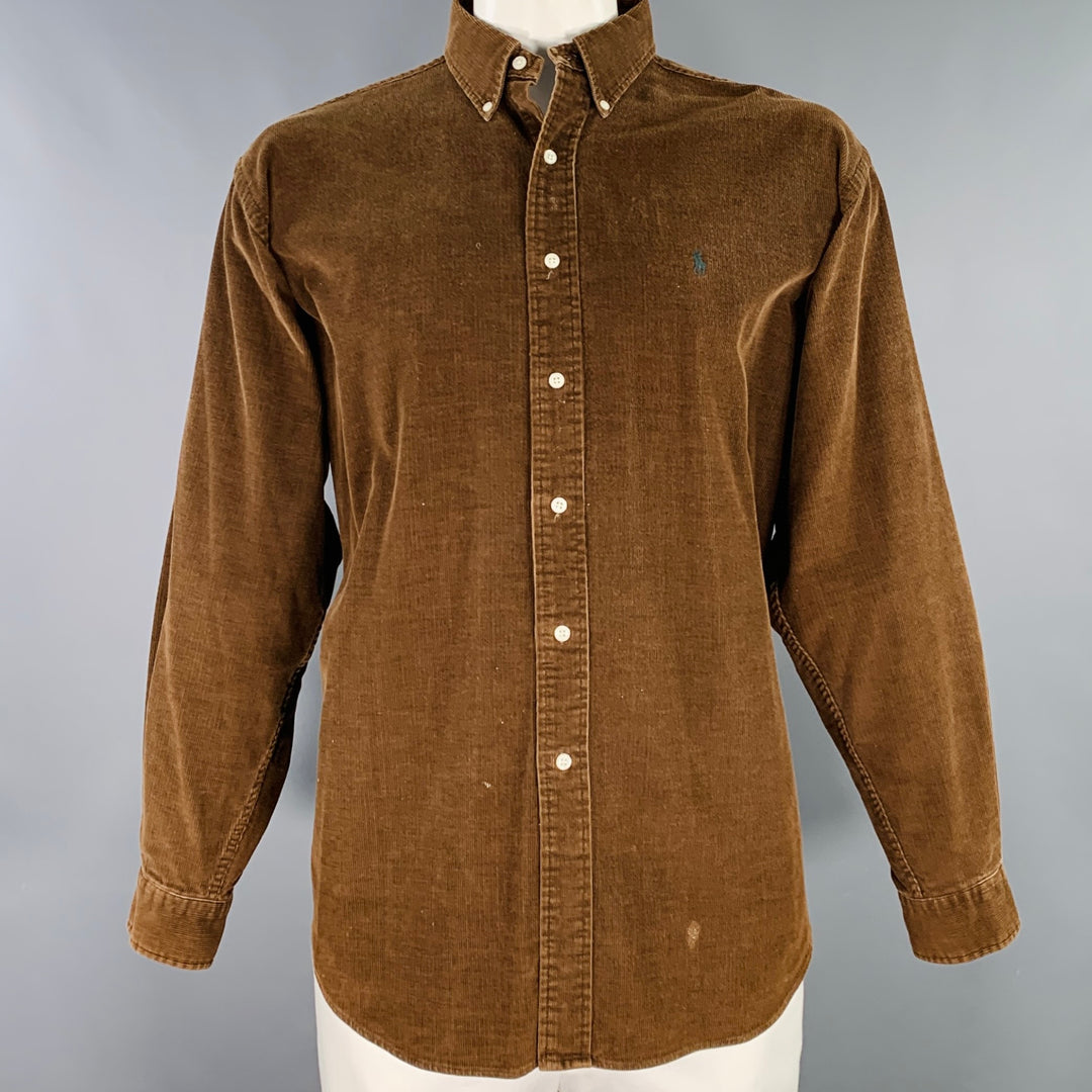 RALPH LAUREN Size XL Brown Corduroy Cotton Button Down Long Sleeve Shirt –  Sui Generis Designer Consignment