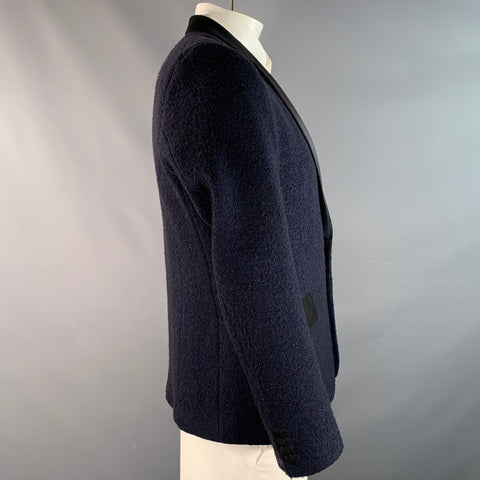 JUNYA WATANABE Taille L Blazer Sport Texturé Laine Mélangée Bleu Marine Noir