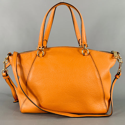 COACH Prairie Satchel Orange Gold Pebble Grain Leather Handbag