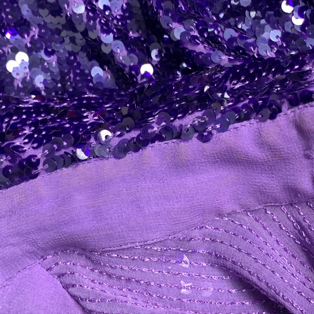 DRIES VAN NOTEN Size 38 Purple Sequined Viscose Hidden Buttons Long Sleeve Shirt