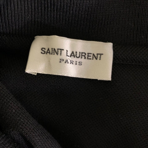 SAINT LAURENT Size XS Black Embroidery Pointed Collar Polo