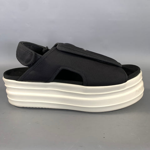 DRKSHDW Size 11 Black White Nylon Platform Sandals