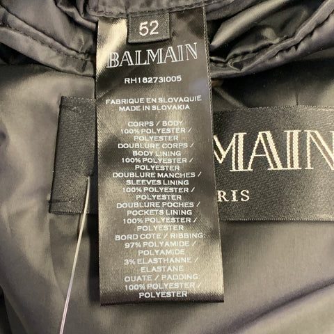 BALMAIN Size L Black Pink Palms Polyester Bomber Jacket