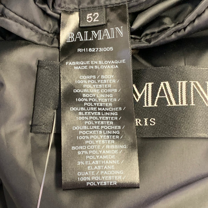 BALMAIN Size L Black Pink Palms Polyester Bomber Jacket