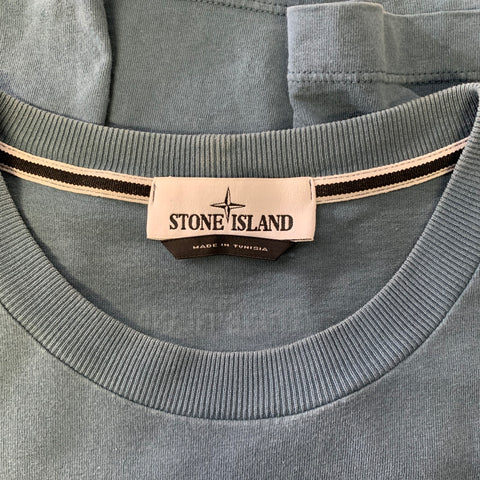 STONE ISLAND Size XL Blue Graphic Cotton T Shirt