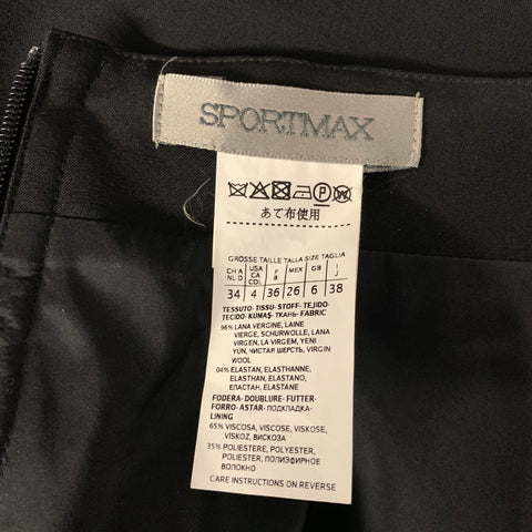SPORTMAX Size 4 Black Wool Blend Mid-Calf Skirt