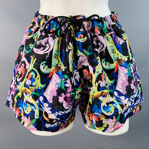 VERSACE Size 32 Multi Color Polyester Baroque Drawstring Shorts