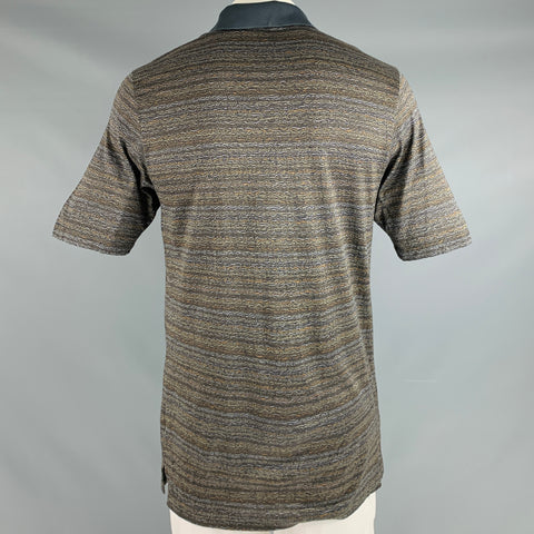 BUGATCHI UOMO Size L Grey Green Pattern Cotton Buttoned Polo