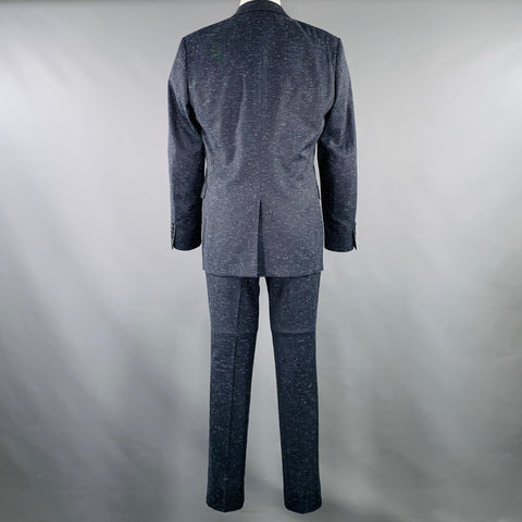 JOHN VARVATOS Size 40 Navy White Virgin Wool Blend Suit