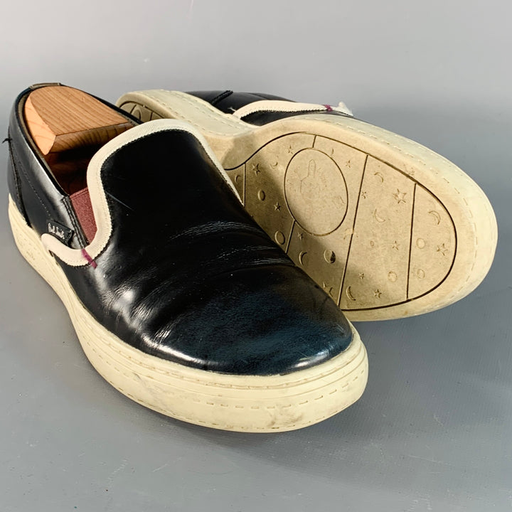 PAUL SMITH JEANS Size 8 Purple Cream Contrast Trim Leather Slip On Sneakers