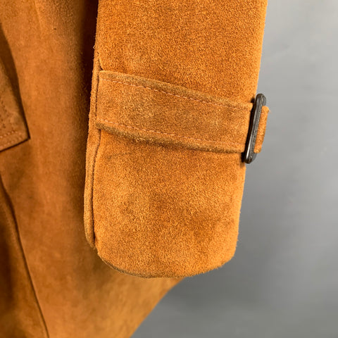 IDEAL Size M Brown Cognac Suede Belted Trench Coat