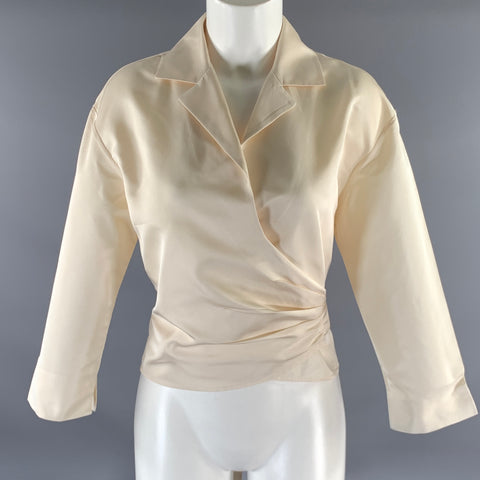 BADGLEY MISCHKA Size 10 Cream Silk Cross Strap Blouse