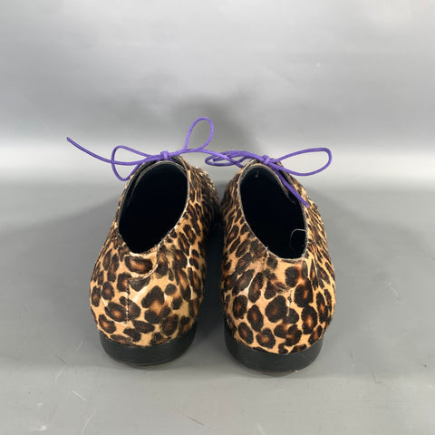 BURBERRY PRORSUM Size 11 Brown Camel Animal Print Calf skin Lace Up Shoes