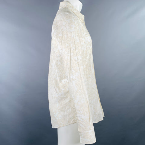 MAISON MARTIN MARGIELA Size M Off White Beige Marbled Cotton Long Sleeve Shirt