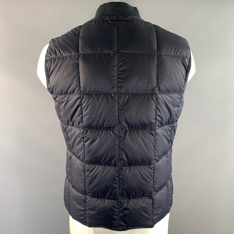 BRUNELLO CUCINELLI Size XL Grey Blue Quilted Wool Reversible Vest