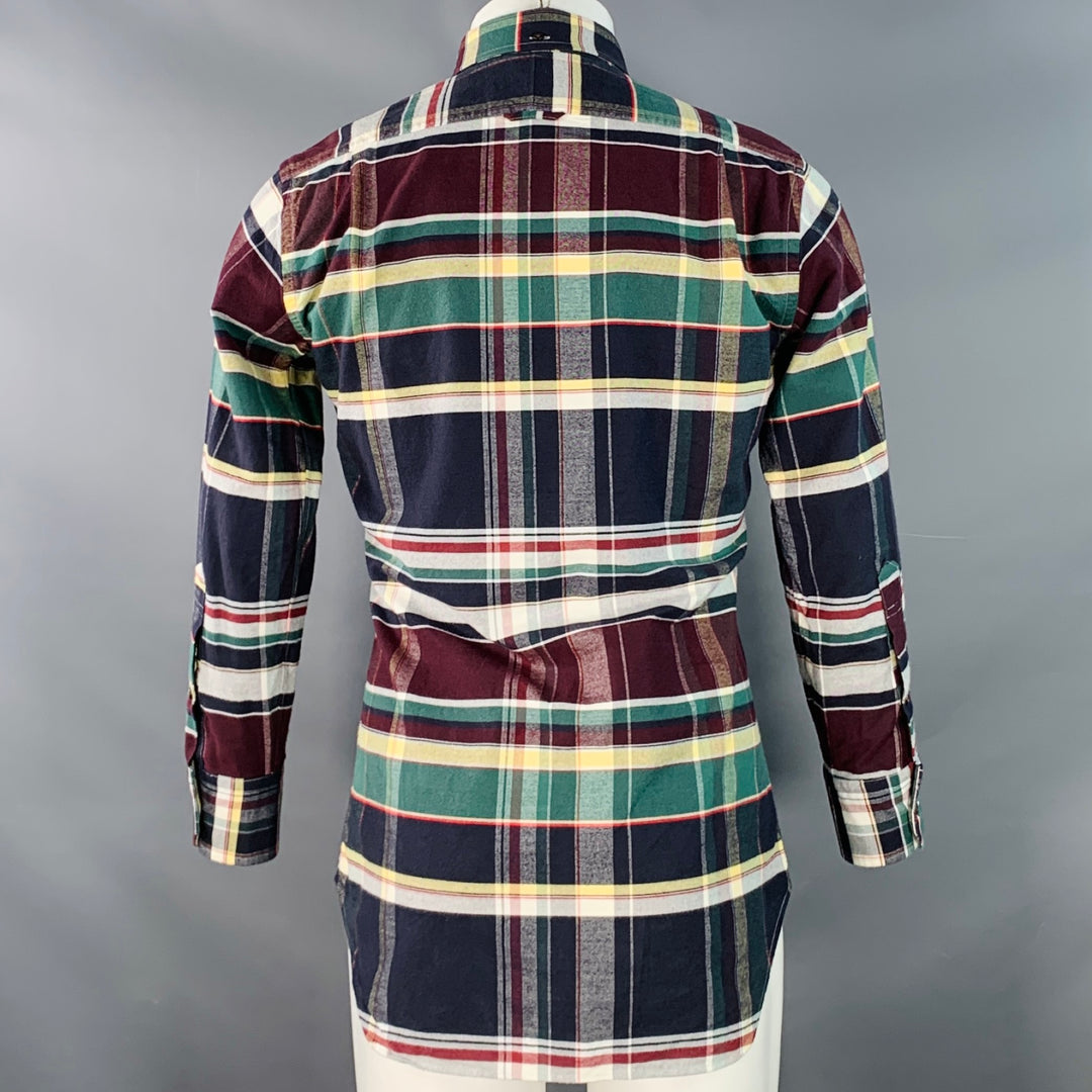 THOM BROWNE Size XS Multi Color Plaid Cotton One Pocket Long Sleeve Shirt