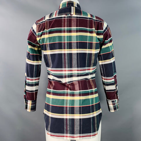 THOM BROWNE Size XS Multi Color Plaid Cotton One Pocket Long Sleeve Shirt