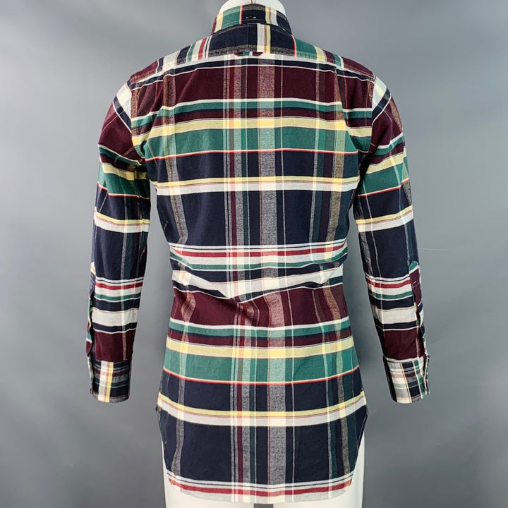 THOM BROWNE Size XS Multi Color Plaid Cotton One Pocket Long Sleeve Shirt