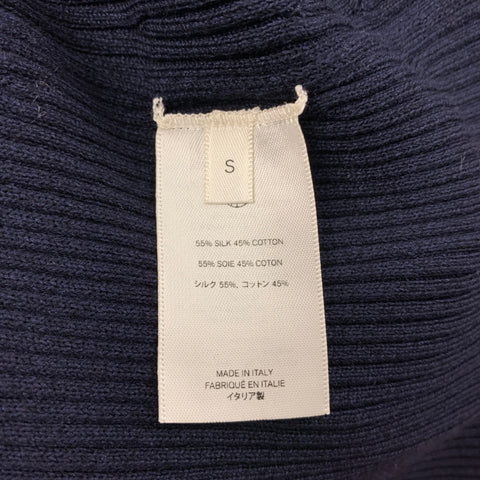 THE ROW Top casual de manga corta acanalado de algodón de seda azul marino talla S