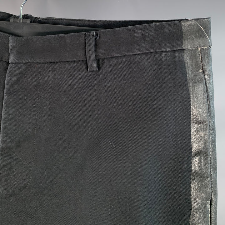 MAISON MARTIN MARGIELA Size 36 Black Cotton Twill Flat Front Button Fly Dress Pants
