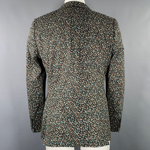 PS by PAUL SMITH Size 40 Black Green Tan Print Cotton Sport Coat