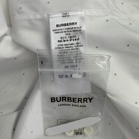 BURBERRY Size S Evening Gem White Embellishment Cotton Tuxedo Long Sleeve Shirt