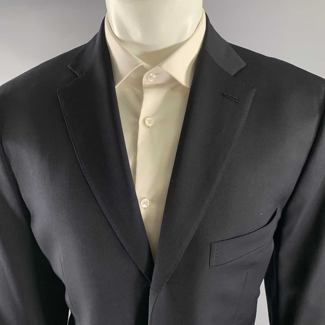 ISAIA Size 42 Black Wool Notch Lapel Sport Coat