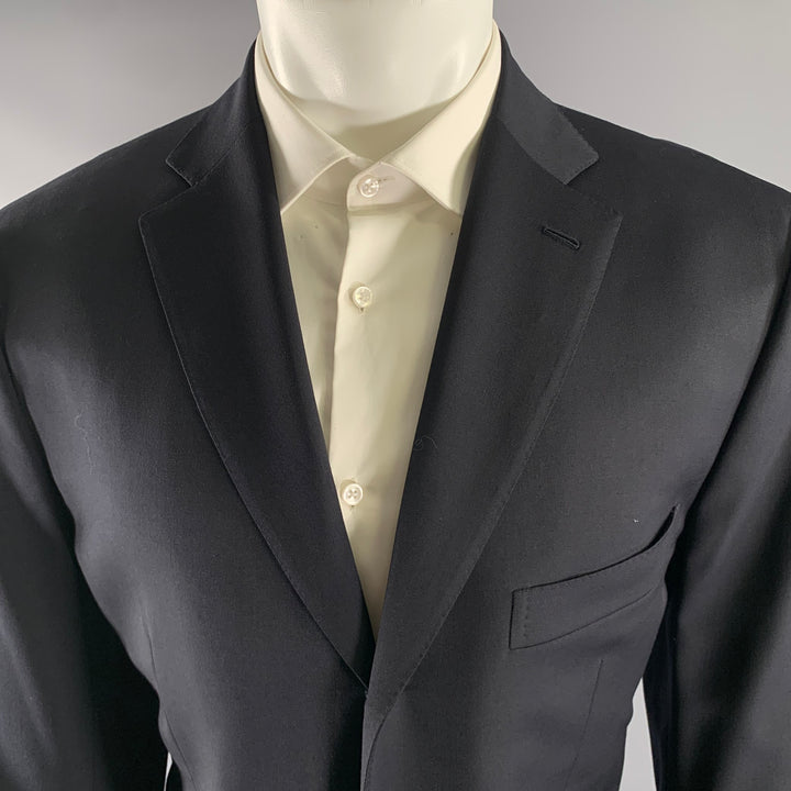 ISAIA Size 42 Black Wool Notch Lapel Sport Coat