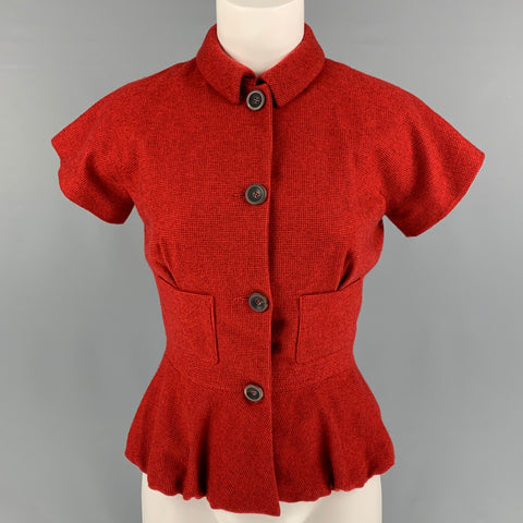 PIAZZA SEMPIONE Taille 4 Cardigan en Cachemire à Carreaux Rouge Marron