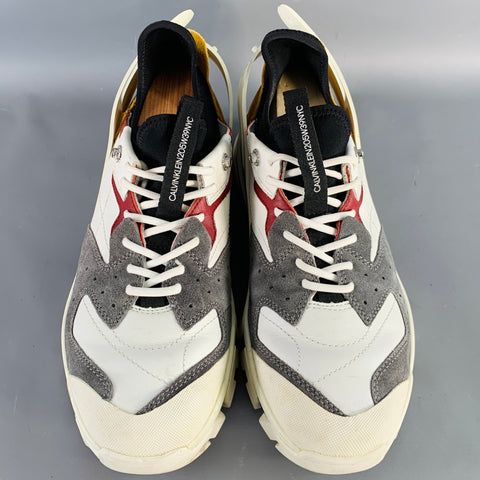 CALVIN KLEIN 205W39NYC Size 11 White Multi Color Color Block Leather Chunky Sneakers
