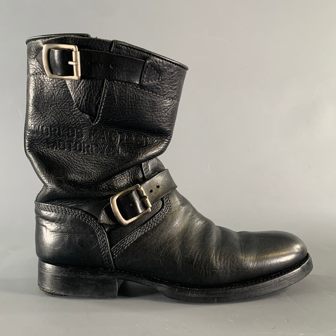 PAUL SMITH Size 8 Black Leather Belted Boots